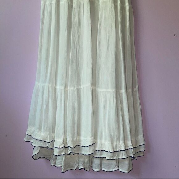 Lulu's XXS Maxi Dress White Embroidered Floral Vacation Cottage Coastal Boho - Picture 5 of 14
